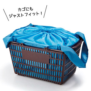セルトナ・巾着ショッピングポータブルエコバッグ(カラビナ付き)(ブルー)