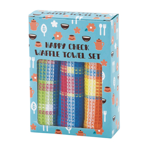 ハッピーチェック ワッフルタオルセット