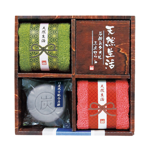 天然生活 石鹸&タオル3点セット