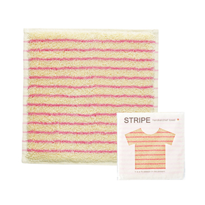 ストライプタオルハンカチ（ピンク）