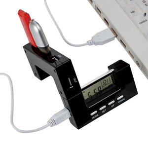 クロック付きUSBハブ（4ポート）