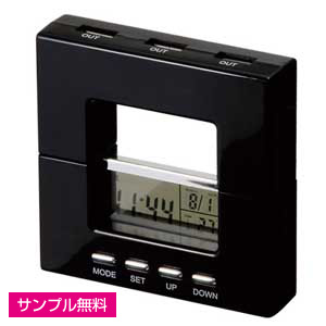 クロック付きUSBハブ(4ポート)(黒)
