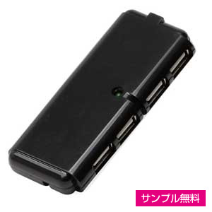 小型フラットUSBハブ(黒)