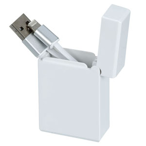 巻き取り式USBケーブル(iPhone用コネクタ)(白)