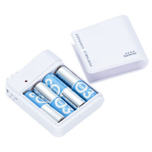 乾電池式USB充電器(白)