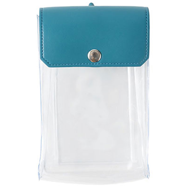 カラーフラップクリアポーチ(縦型)(ブルー)