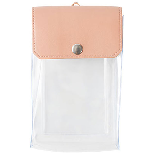カラーフラップクリアポーチ(縦型)(ピンク)