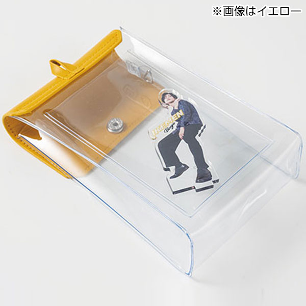 カラーフラップクリアポーチ(縦型)(ピンク)