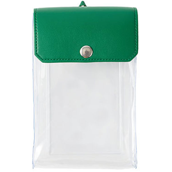 カラーフラップクリアポーチ(縦型)(グリーン)