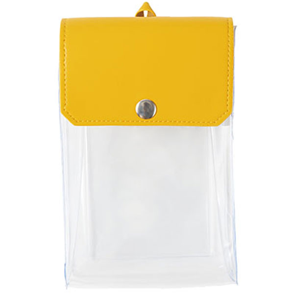 カラーフラップクリアポーチ(縦型)(イエロー)
