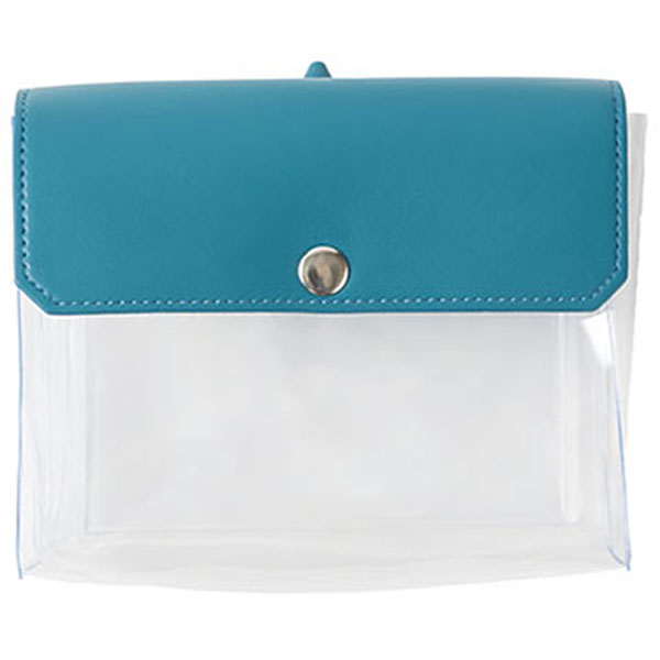 カラーフラップクリアポーチ(横型)(ブルー)