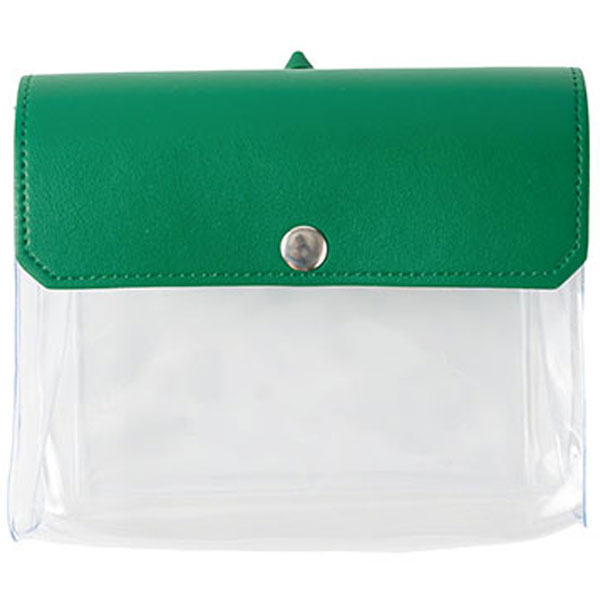カラーフラップクリアポーチ(横型)(グリーン)
