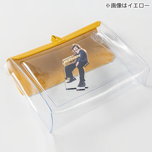 カラーフラップクリアポーチ(横型)(イエロー)