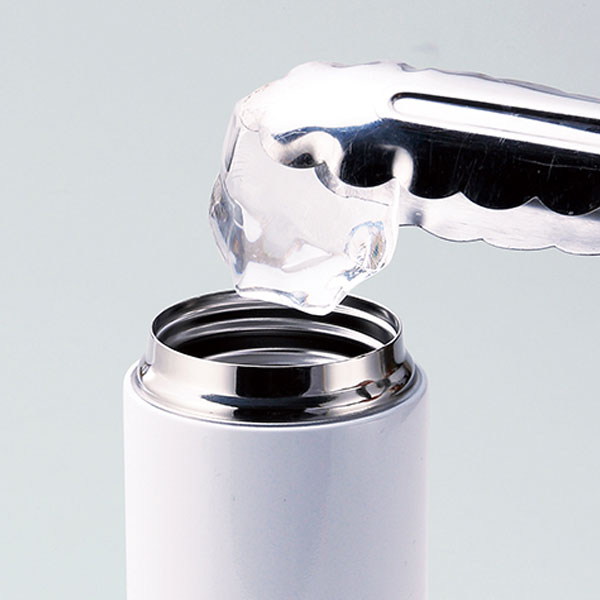 フルカラー印刷対応ストッパー付き真空ステンレスボトル(340ml)(白)