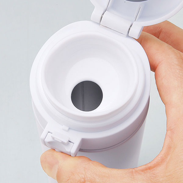 フルカラー印刷対応ワンプッシュ真空ステンレスボトル(430ml)(白)