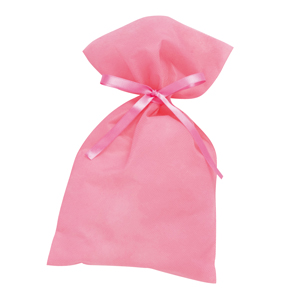 リボン付きソフトバッグ（ピーチピンク）1色印刷代込