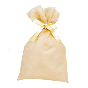 リボン付きソフトバッグ 大（ベージュ）1色印刷代込