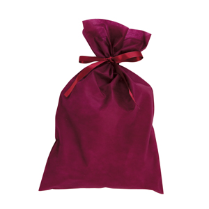 リボン付きソフトバッグ 特大（ボルドー）1色印刷代込