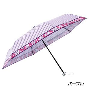 ストライプフラワー・晴雨兼用折りたたみ傘