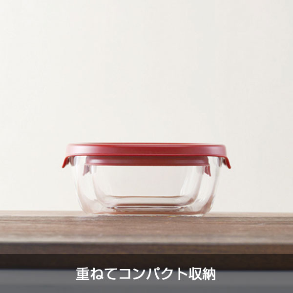 HARIO・耐熱ガラス製保存容器3Pセット(レッド)