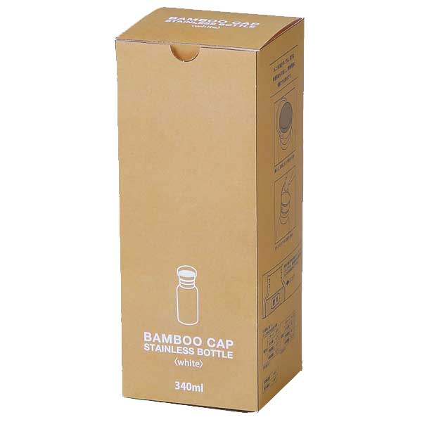 バンブーキャップ付き真空ステンレスボトル(ホワイト)