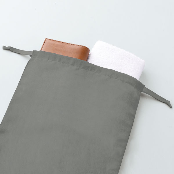 スウェードスタイル巾着（L）グレー