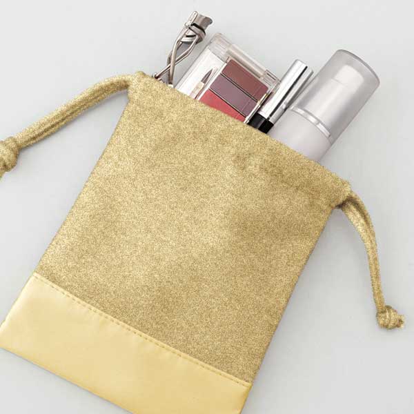 シャイニーナ・ラメ巾着（ゴールド）