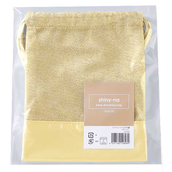 シャイニーナ・ラメ巾着（ゴールド）