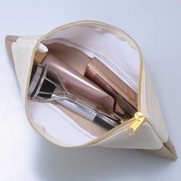 バイカラーズ・フラットポーチ(モカベージュ)