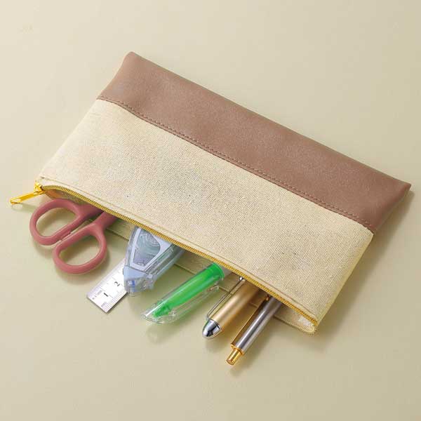 バイカラーズ・フラットポーチ(モカベージュ)