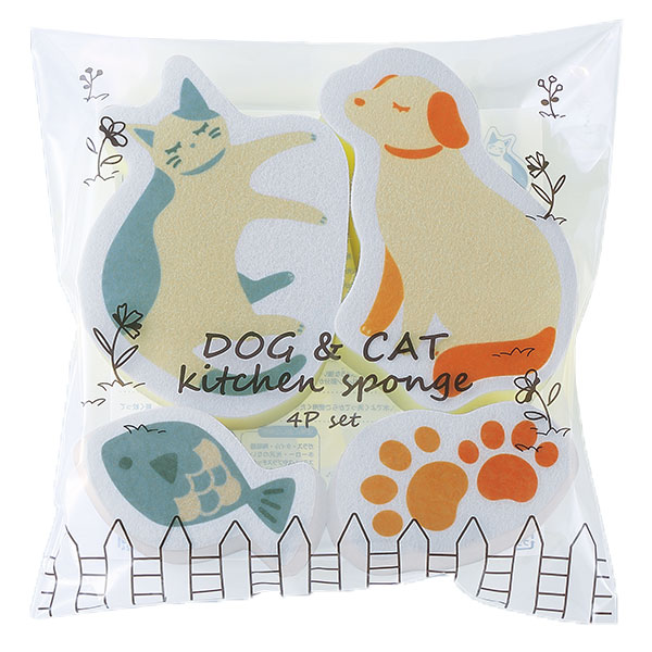 DOG&CATキッチンスポンジ4Pセット