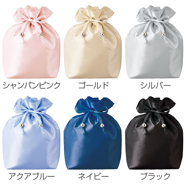 サテンキューブ巾着(シルバー)
