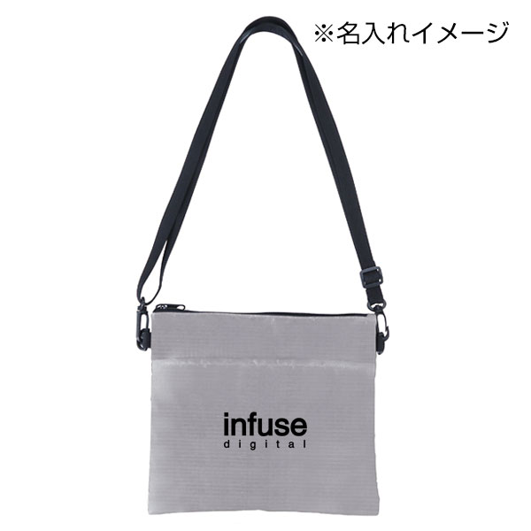 デイタフ・テントクロスポケット付きサコッシュ(撥水加工)(グレー)