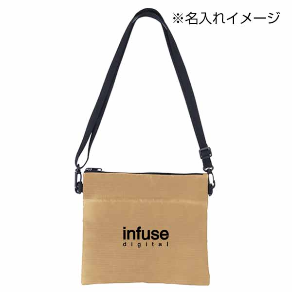 デイタフ・テントクロスポケット付きサコッシュ(撥水加工)(ベージュ)