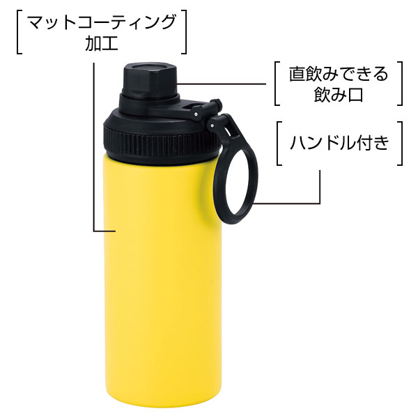ウェルフ・直飲み真空ステンレスボトル(450ml)(イエロー)