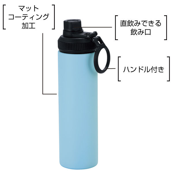 ウェルフ・直飲み真空ステンレスボトル(650ml)(ブルー)