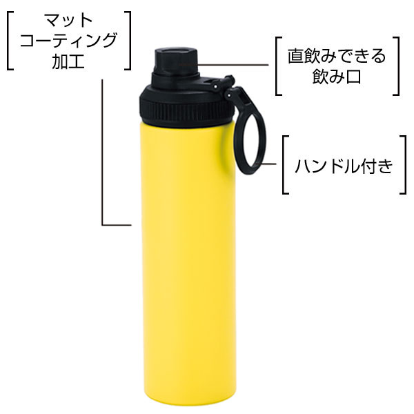 ウェルフ・直飲み真空ステンレスボトル(650ml)(イエロー)