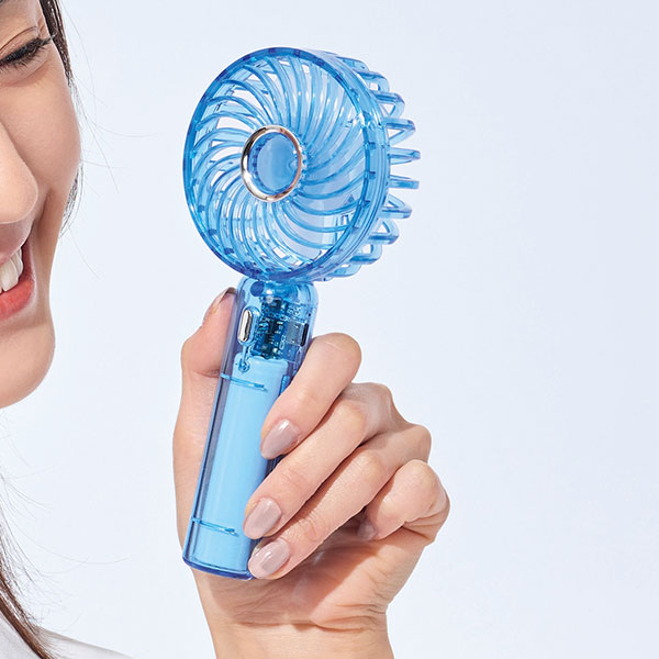 クリアハンディファン(ストラップ付き)(クリアブルー)