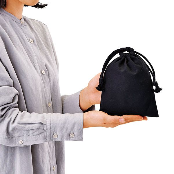 スフィア・リサイクルコットン巾着(S)(ブラック)