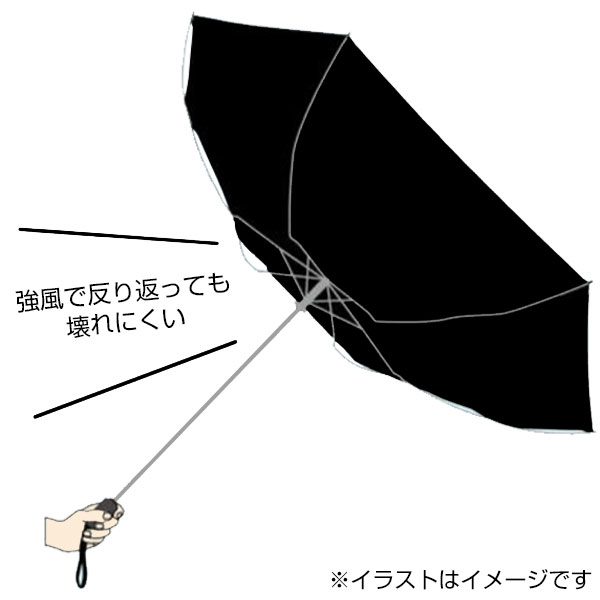 カラビナハンドル自動開閉耐風折りたたみ傘(ブラック)