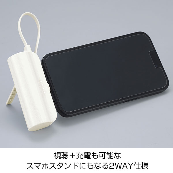 直挿タイプ 5000mAh モバイルバッテリー(ホワイト)