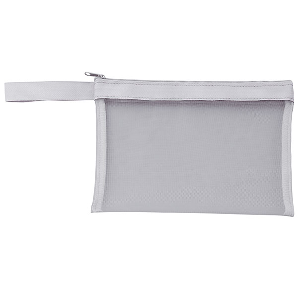 プラシャープ・ストラップ付きメッシュフラットポーチ(グレー)