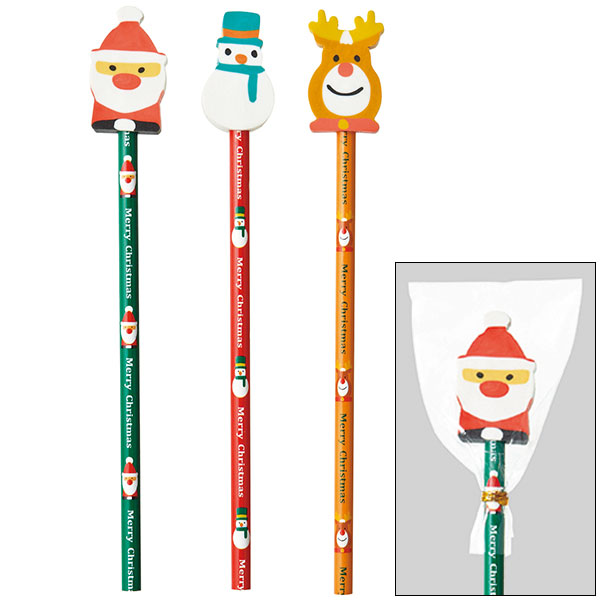 クリスマス消しゴム付き鉛筆