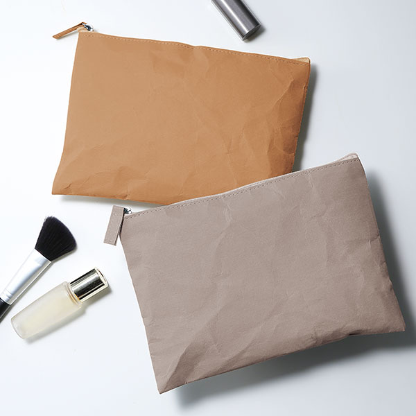 イークラフト・ウォッシャブルペーパーフラットポーチ(ベージュ)