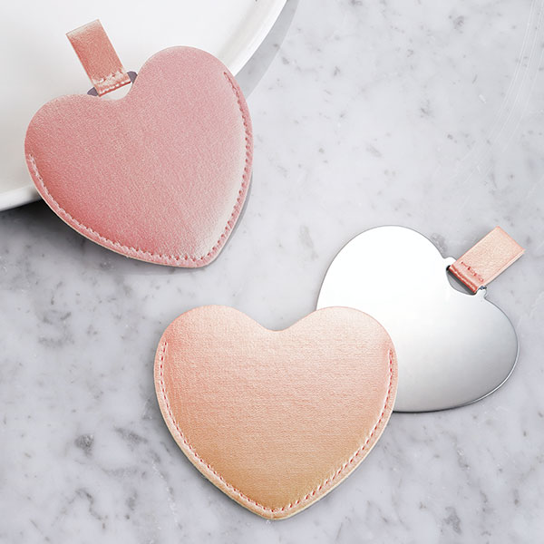 ハート型スリムプレートミラー(オーロラピンク)