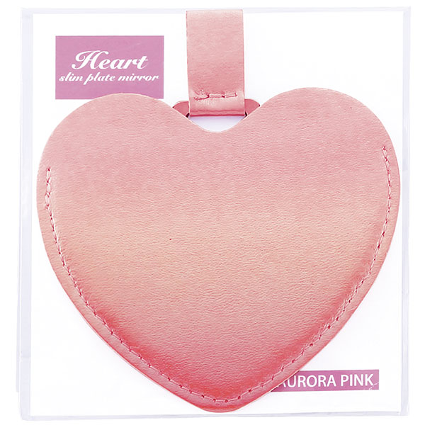 ハート型スリムプレートミラー(オーロラピンク)