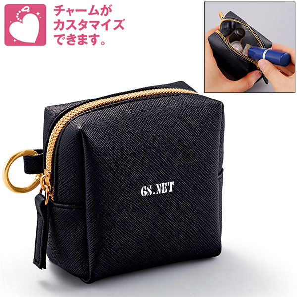 リングカラビナ付きスクエアポーチ(ブラック)