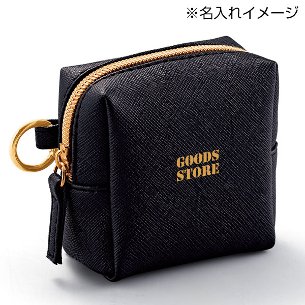 リングカラビナ付きスクエアポーチ(ブラック)