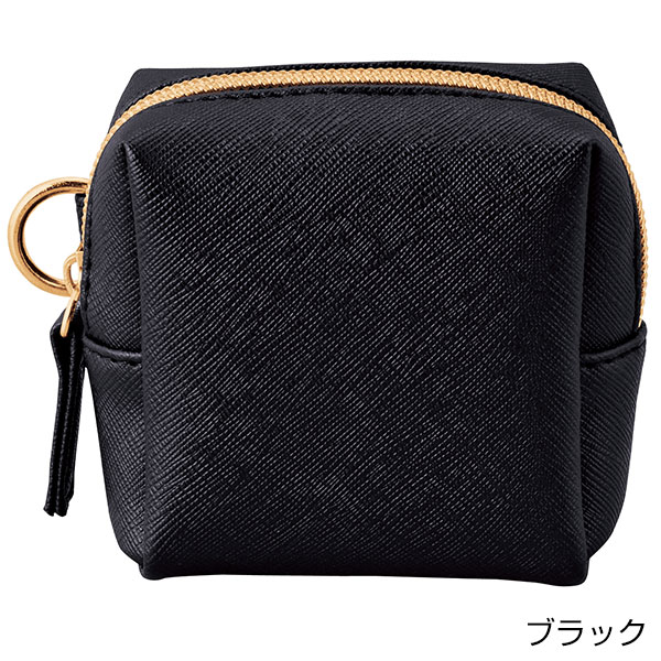 リングカラビナ付きスクエアポーチ(ブラック)