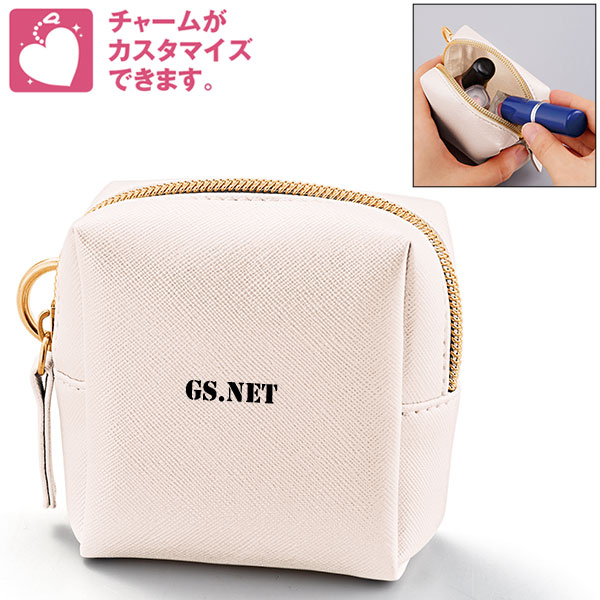 リングカラビナ付きスクエアポーチ(パールホワイト)